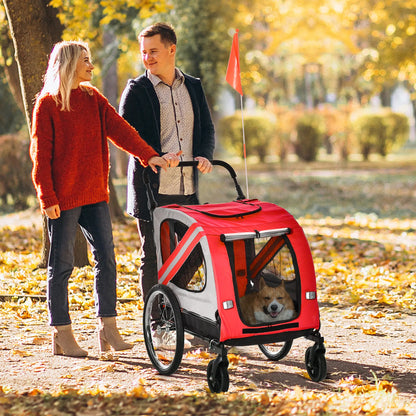 Dog Bike Trailer, 2-in-1 Pet Stroller, Universal Wheel Reflectors, Red Dog Bike Trailers & Strollers at Gallery Canada