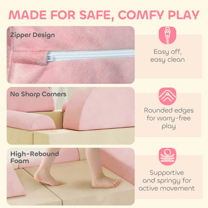Modular Kids Play Couch, Child Sectional Sofa, Convertible Foam Cushion, Pink Kids Gym & Playmats at Gallery Canada