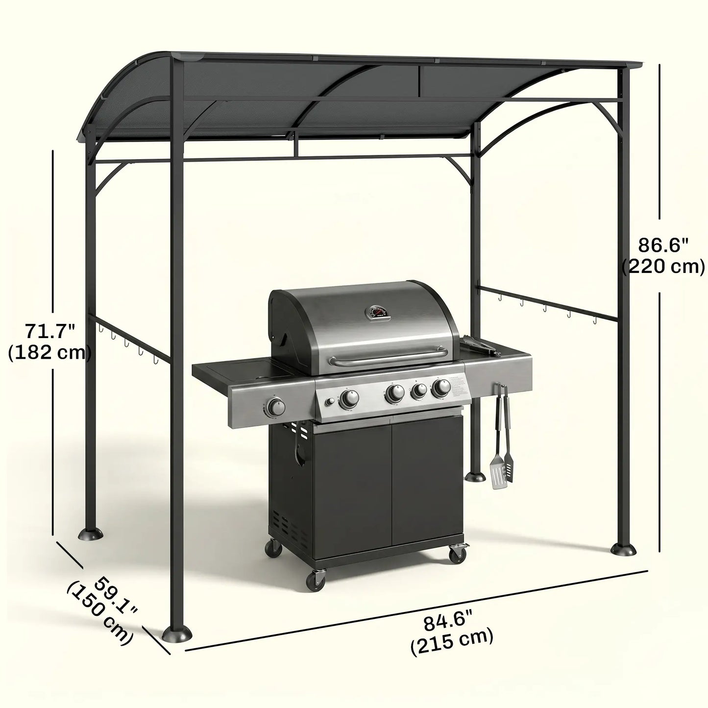 7' x 5' Charcoal Grey Garden Grill Canopy, BBQ Gazebo Tent With Steel Frame, Charcoal Grey BBQ Grill Gazebos at Gallery Canada