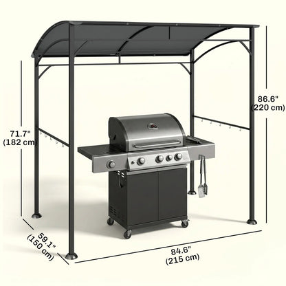 7' x 5' Charcoal Grey Garden Grill Canopy, BBQ Gazebo Tent With Steel Frame, Charcoal Grey BBQ Grill Gazebos at Gallery Canada
