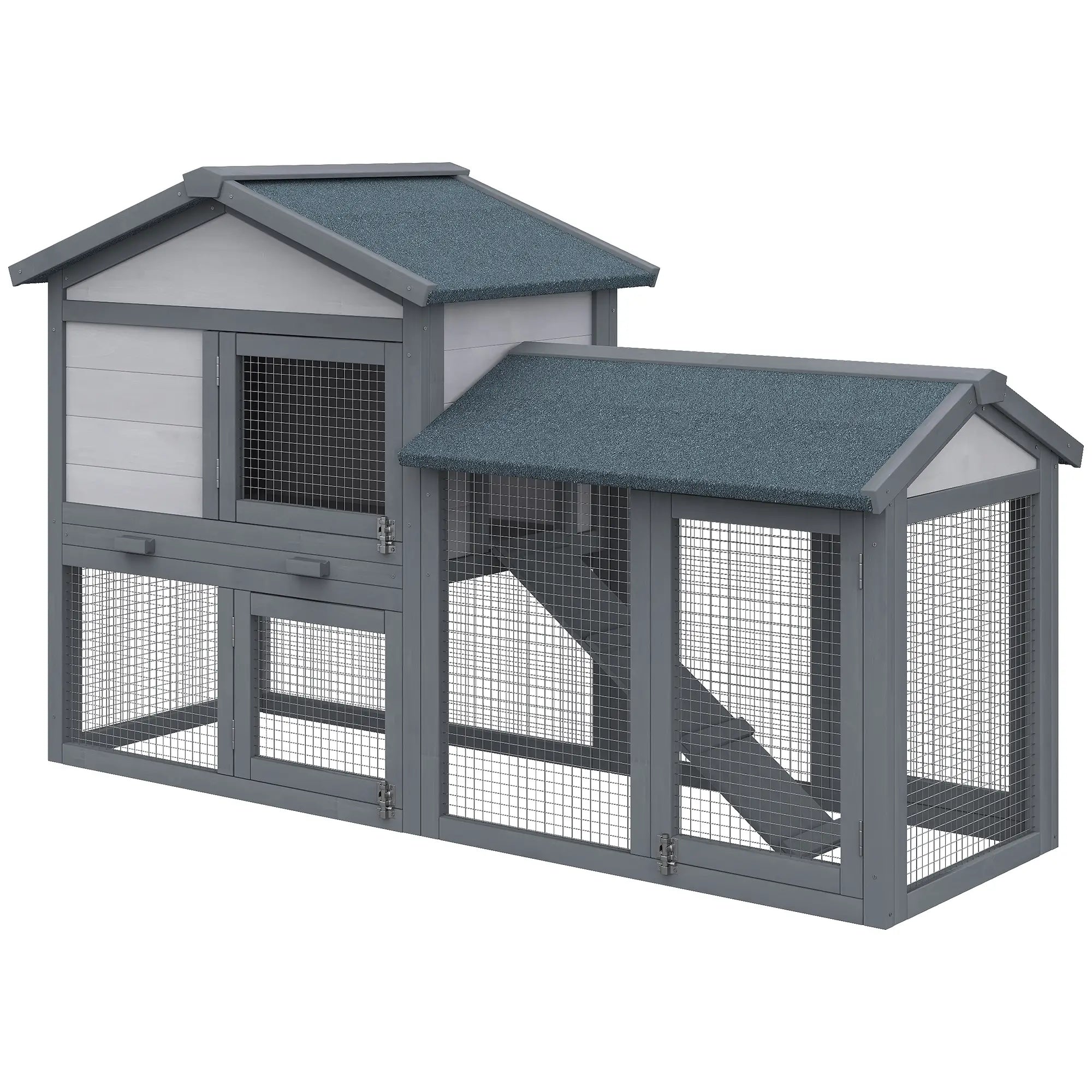 Wood Rabbit Hutch, Bunny Cage, Small Animal House, Dark Grey Rabbit Hutch at Gallery Canada