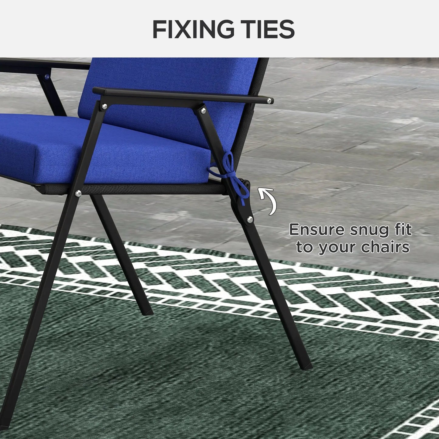 Outdoor Cushions Set of 2, Dining Chair Seat Cushions with Back, Navy Patio Chair Cushions at Gallery Canada