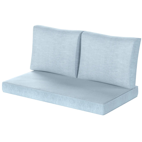 Outdoor Seat Cushions With Backrest, Loveseat Double Sofa, Light Blue