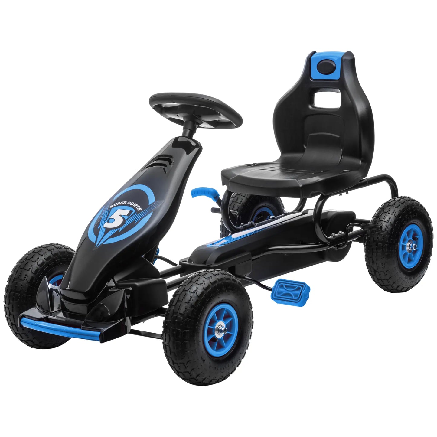 Kids Pedal Go Kart, Adjustable Seat, Rubber Wheels, Hand Brake, Ages 5-12, Blue Pedal Go Karts for Kids at Gallery Canada