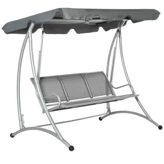 3 Person Patio Swing, Adjustable Canopy, Outdoor Bench, Dark Grey Patio Swings with Stand Dark Grey at Gallery Canada