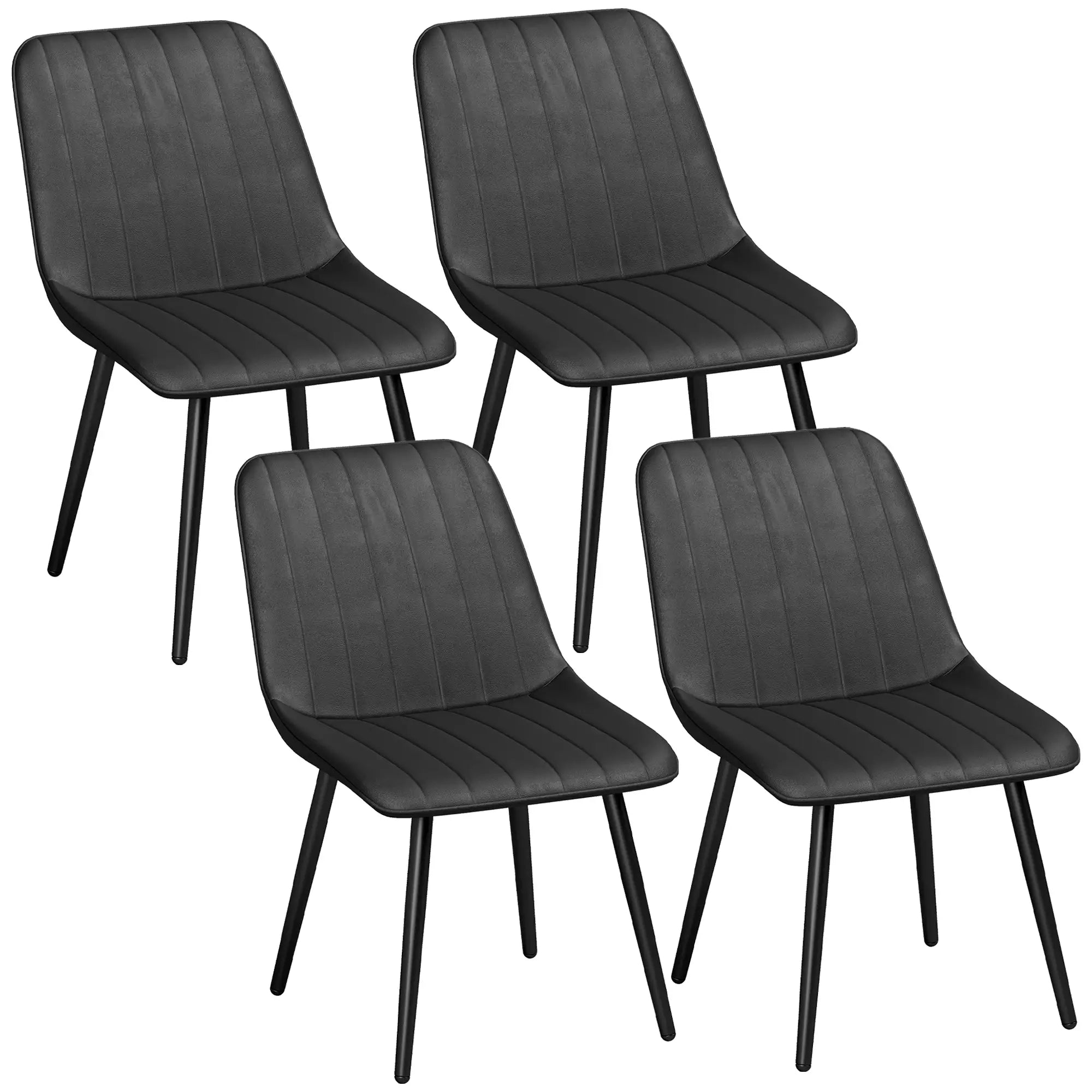 Faux Leather Dining Chairs Set of 4, Black Metal Legs, Black Dining Chairs Black at Gallery Canada