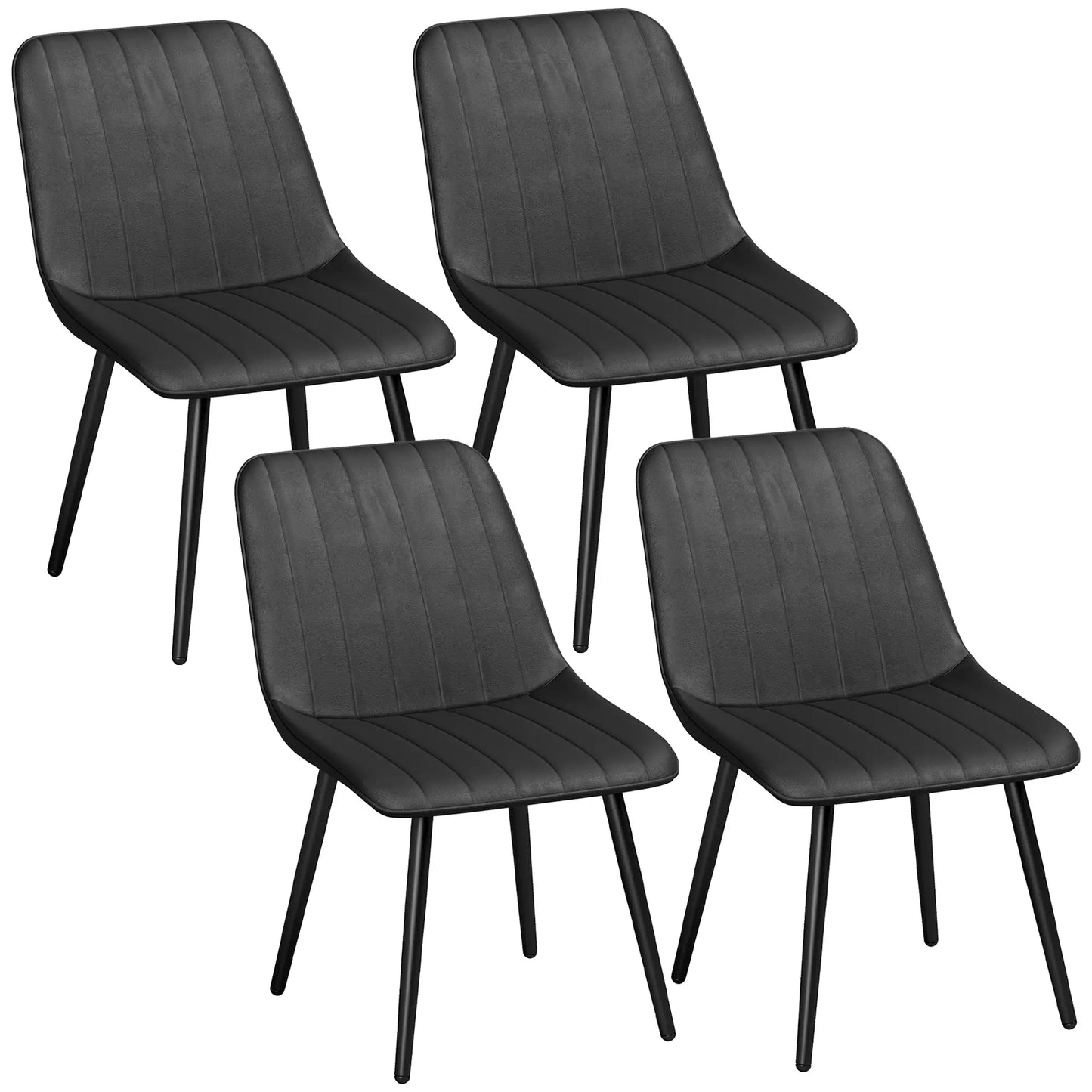Faux Leather Dining Chairs Set of 4, Black Metal Legs, Black Dining Chairs Black at Gallery Canada