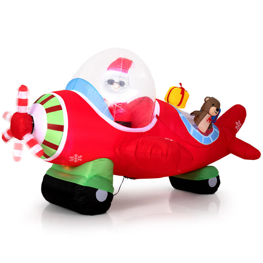 7.2 Feet Christmas Inflatable Airplane With Gift Boxes, LED Lights