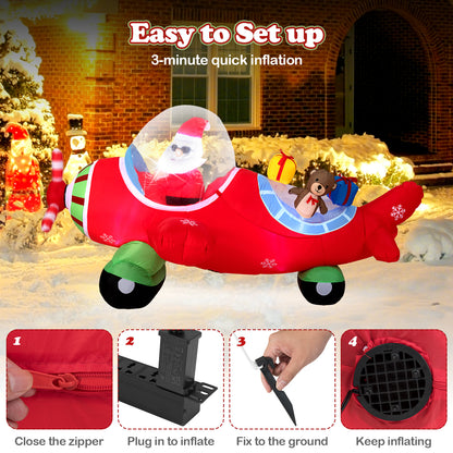 7.2 Feet Christmas Inflatable Airplane With Gift Boxes, LED Lights Christmas Inflatables at Gallery Canada