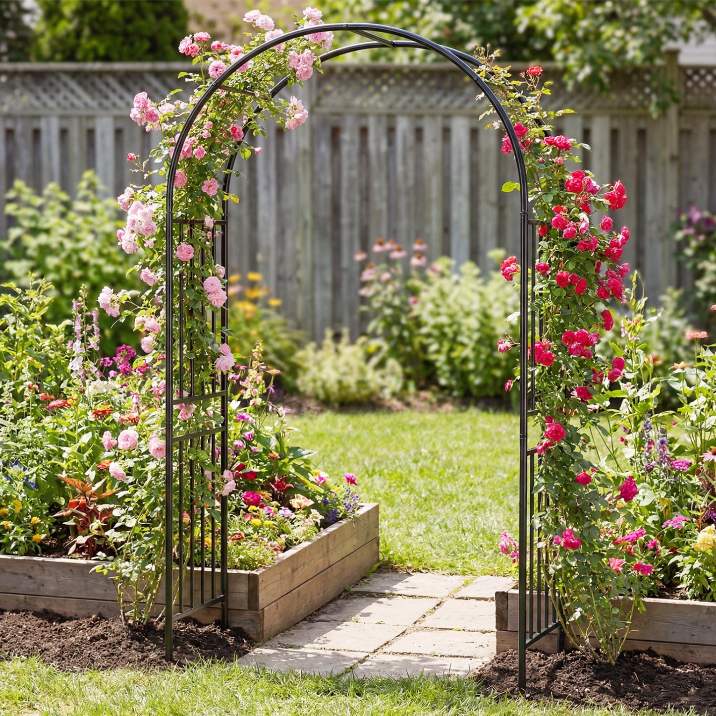 7.2 Feet Climbing Plants Arch, Black Outdoor Decor at Gallery Canada