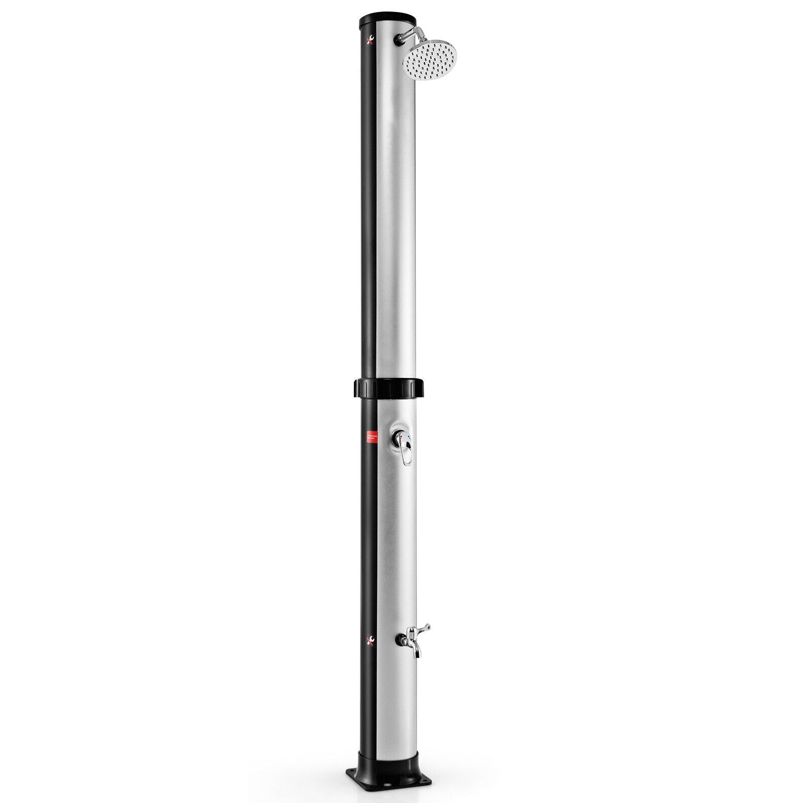 7.2 Feet Solar-Heated Outdoor Shower, Free-Rotating Head, Silver Portable Toilets & Showers Silver at Gallery Canada