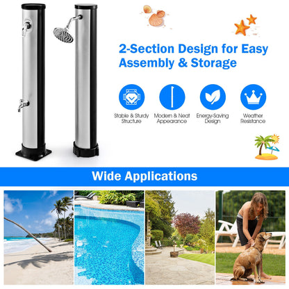 7.2 Feet Solar-Heated Outdoor Shower, Free-Rotating Head, Silver Portable Toilets & Showers at Gallery Canada