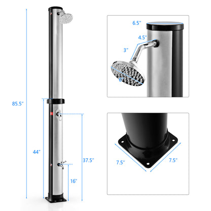 7.2 Feet Solar-Heated Outdoor Shower, Free-Rotating Head, Silver Portable Toilets & Showers at Gallery Canada