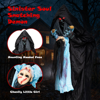 7.2 ft Animated Halloween Soul Sucker Decoration, Lowering Head, Black