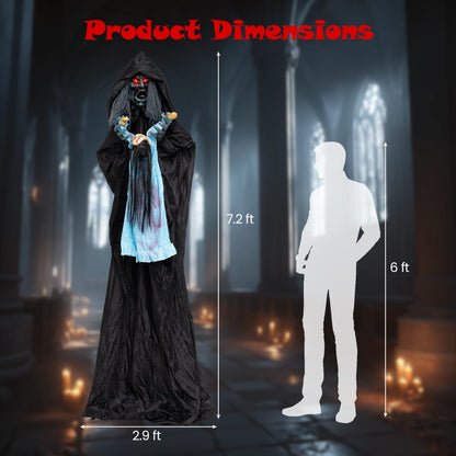 7.2 ft Animated Halloween Soul Sucker Decoration, Lowering Head, Black