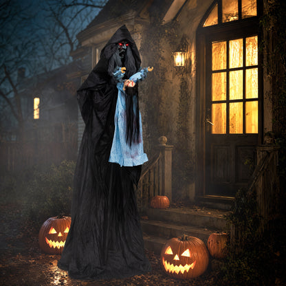 7.2 ft Animated Halloween Soul Sucker Decoration, Lowering Head, Black