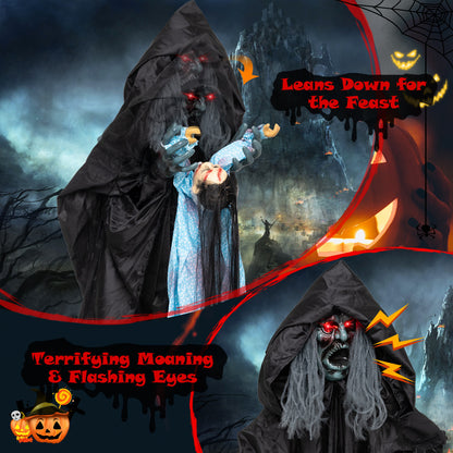 7.2 ft Animated Halloween Soul Sucker Decoration, Lowering Head, Black
