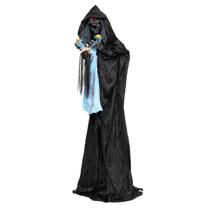 7.2 ft Animated Halloween Soul Sucker Decoration, Lowering Head, Black