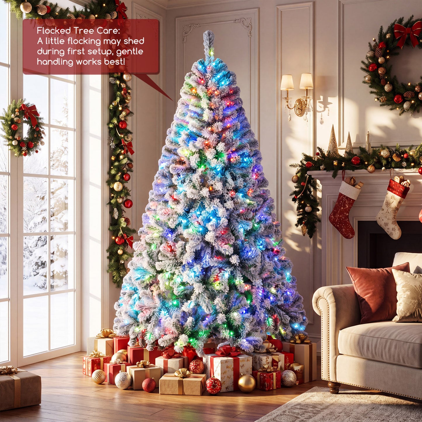 Arbre de Noël intelligent à crayon de 6 pieds avec synchronisation musicale, lumières RVB