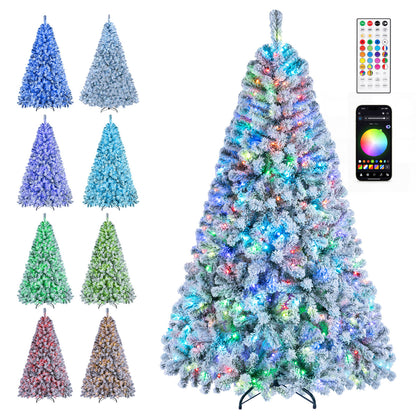 Arbre de Noël intelligent à crayon de 6 pieds avec synchronisation musicale, lumières RVB