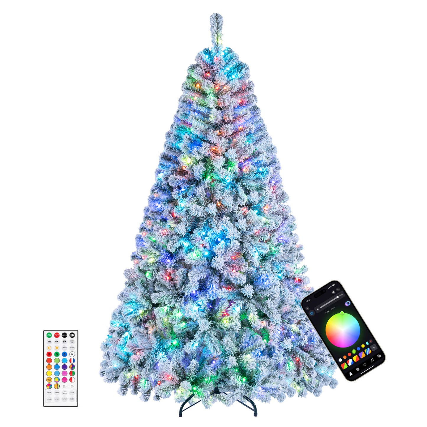 Arbre de Noël intelligent à crayon de 6 pieds avec synchronisation musicale, lumières RVB