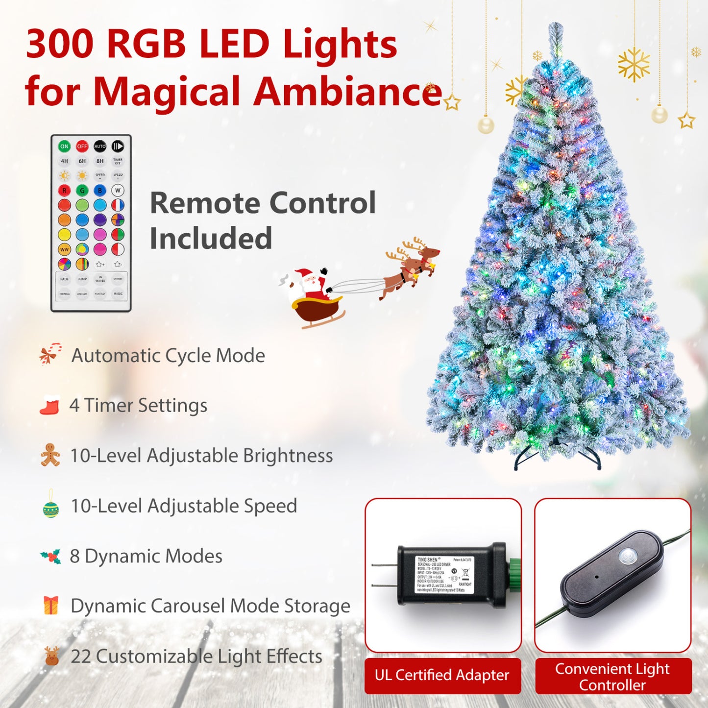 Arbre de Noël intelligent à crayon de 6 pieds avec synchronisation musicale, lumières RVB