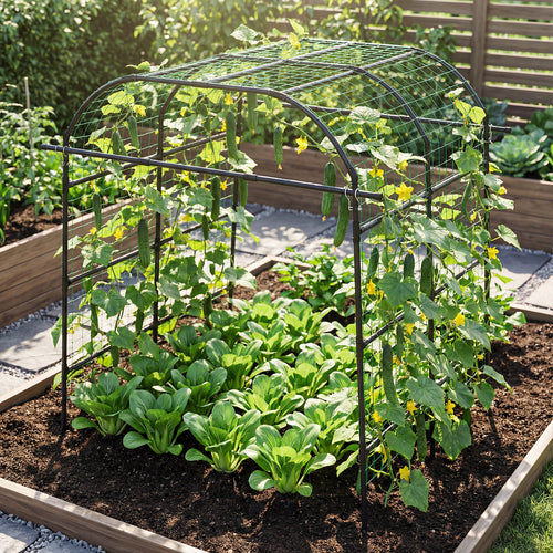 7.5 FT Metal Garden Arch Trellis For Climbing Plants, Black