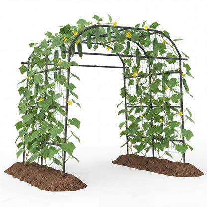 7.5 FT Metal Garden Arch Trellis For Climbing Plants, Black