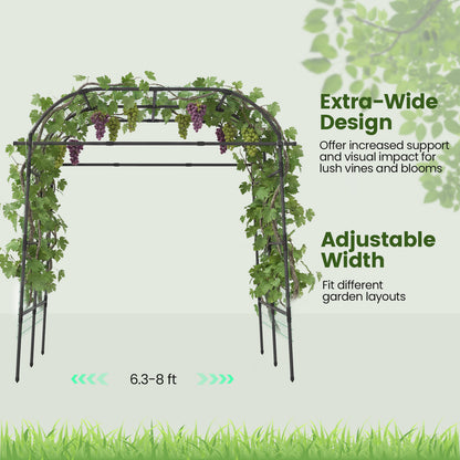 7.5 FT Metal Garden Arch Trellis For Climbing Plants, Black