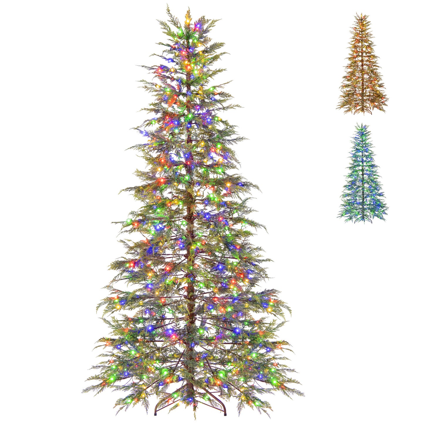 7.5 Feet Artificial Christmas Tree with Branch Tips and Colorful LED Lights, Green Christmas Tree at Gallery Canada