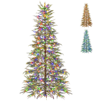 7.5 Feet Artificial Christmas Tree with Branch Tips and Colorful LED Lights, Green Christmas Tree at Gallery Canada