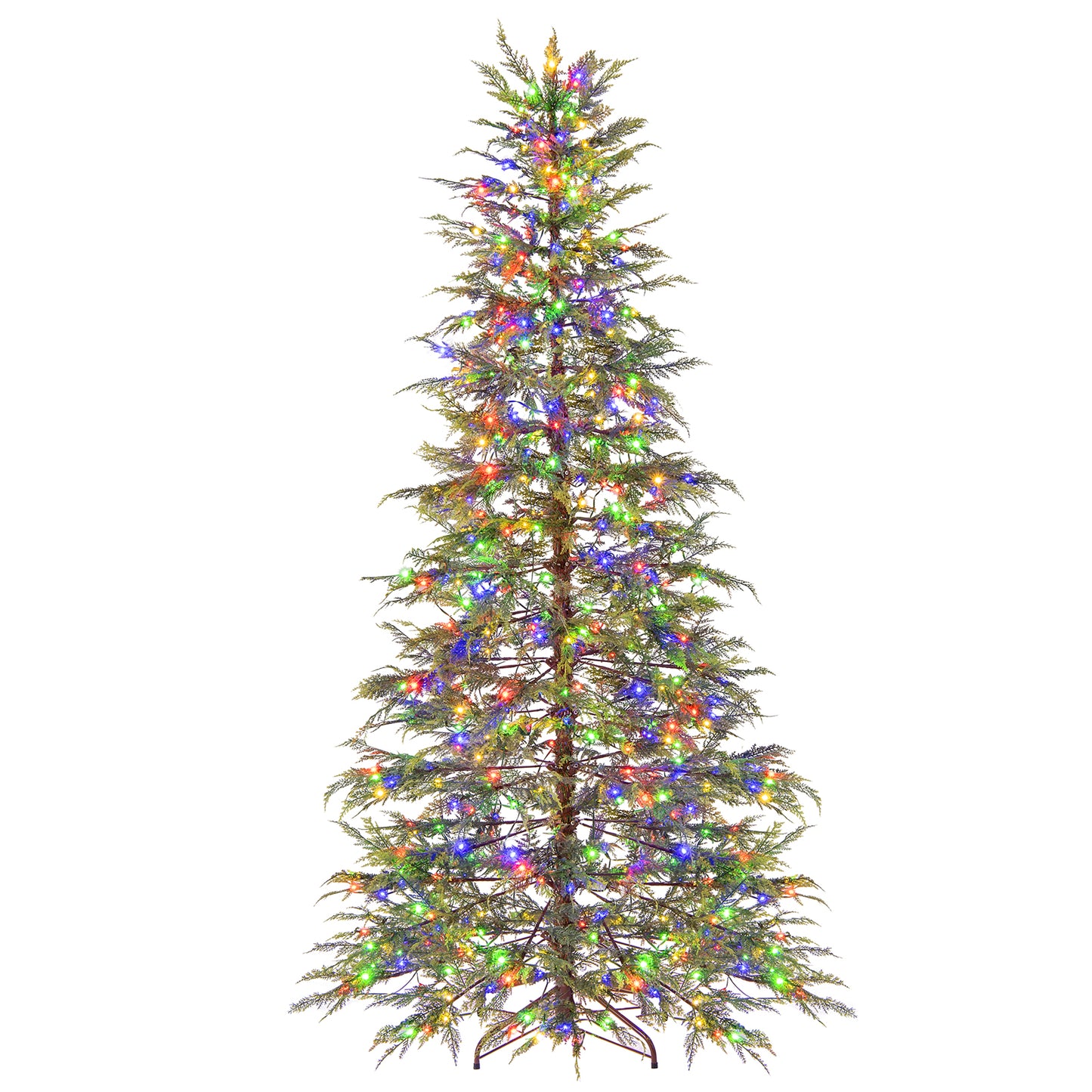 7.5 Feet Artificial Christmas Tree with Branch Tips and Colorful LED Lights, Green Christmas Tree at Gallery Canada