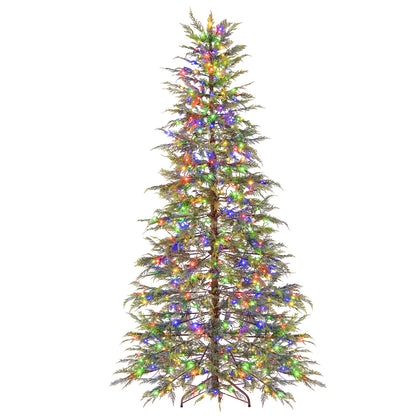 7.5 Feet Artificial Christmas Tree with Branch Tips and Colorful LED Lights, Green Christmas Tree at Gallery Canada