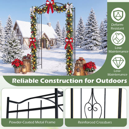 7.5 Ft Garden Arbor, Metal Arch Trellis with Curved Roof Outdoor Decor at Gallery Canada
