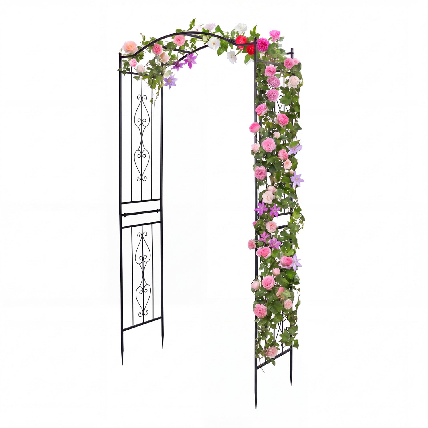 7.5 Ft Garden Arbor, Metal Arch Trellis with Curved Roof Outdoor Decor at Gallery Canada