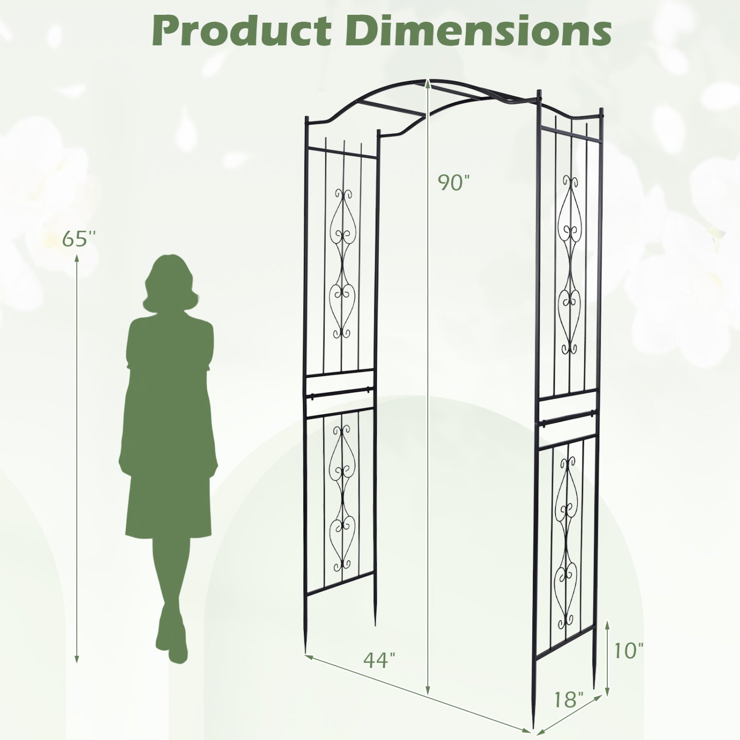 7.5 Ft Garden Arbor, Metal Arch Trellis with Curved Roof Outdoor Decor at Gallery Canada