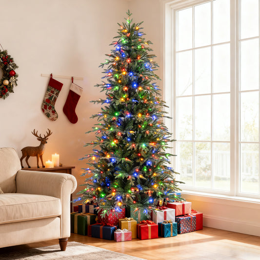7.5 Feet Pre-Lit Artificial Christmas Tree Hinged Xmas Tree with LED Lights Christmas Tree Options at Gallery Canada