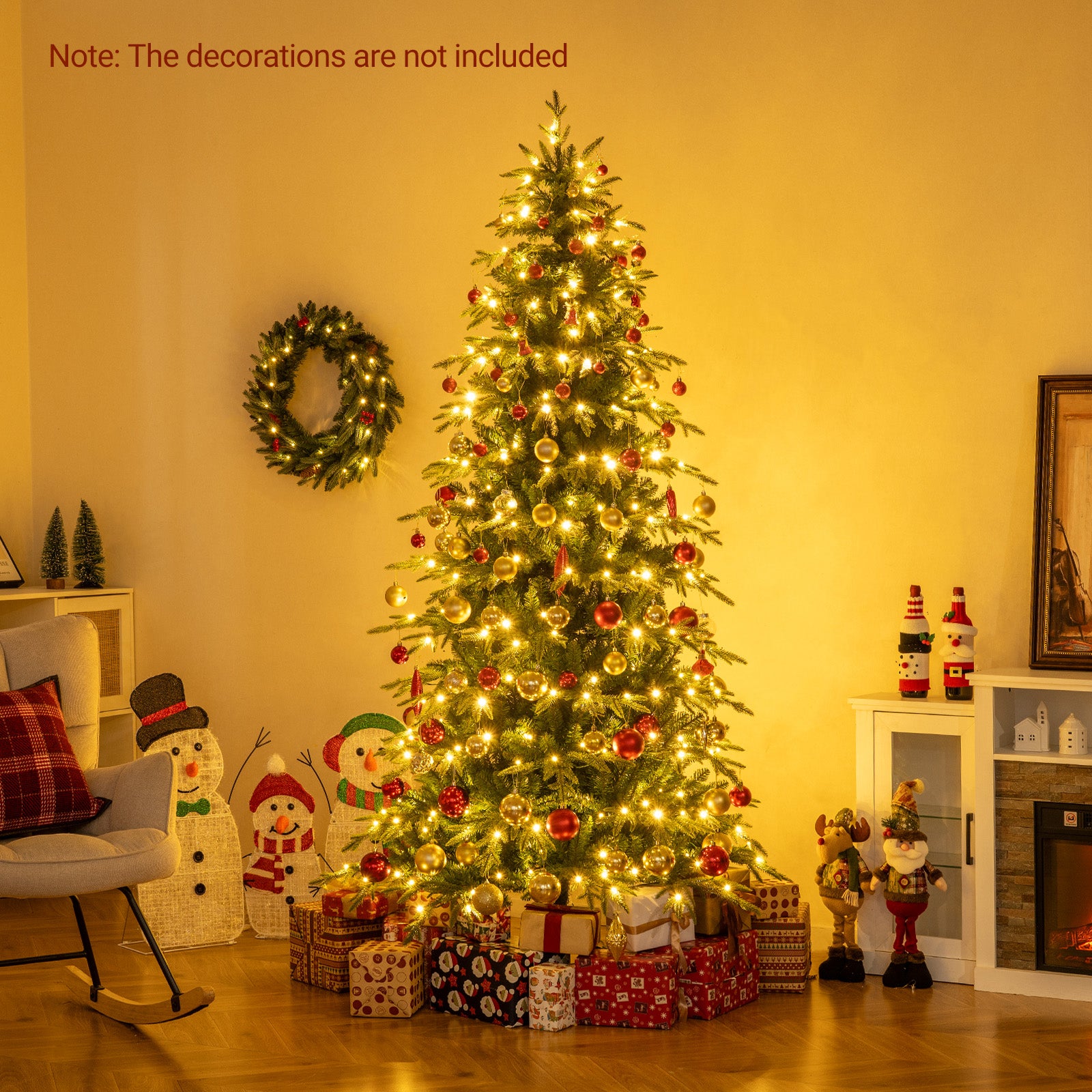 7.5 Feet Pre-Lit Artificial Christmas Tree Hinged Xmas Tree with LED Lights Christmas Tree at Gallery Canada