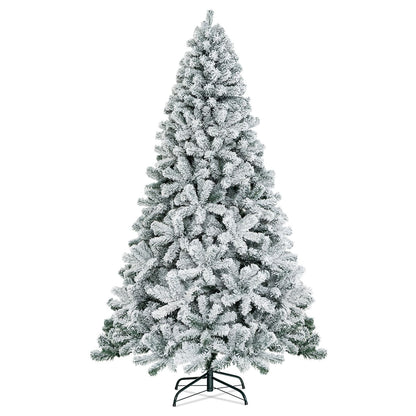 7.5 Feet Snow Flocked Hinged Artificial Christmas Tree, White Christmas Tree White at Gallery Canada