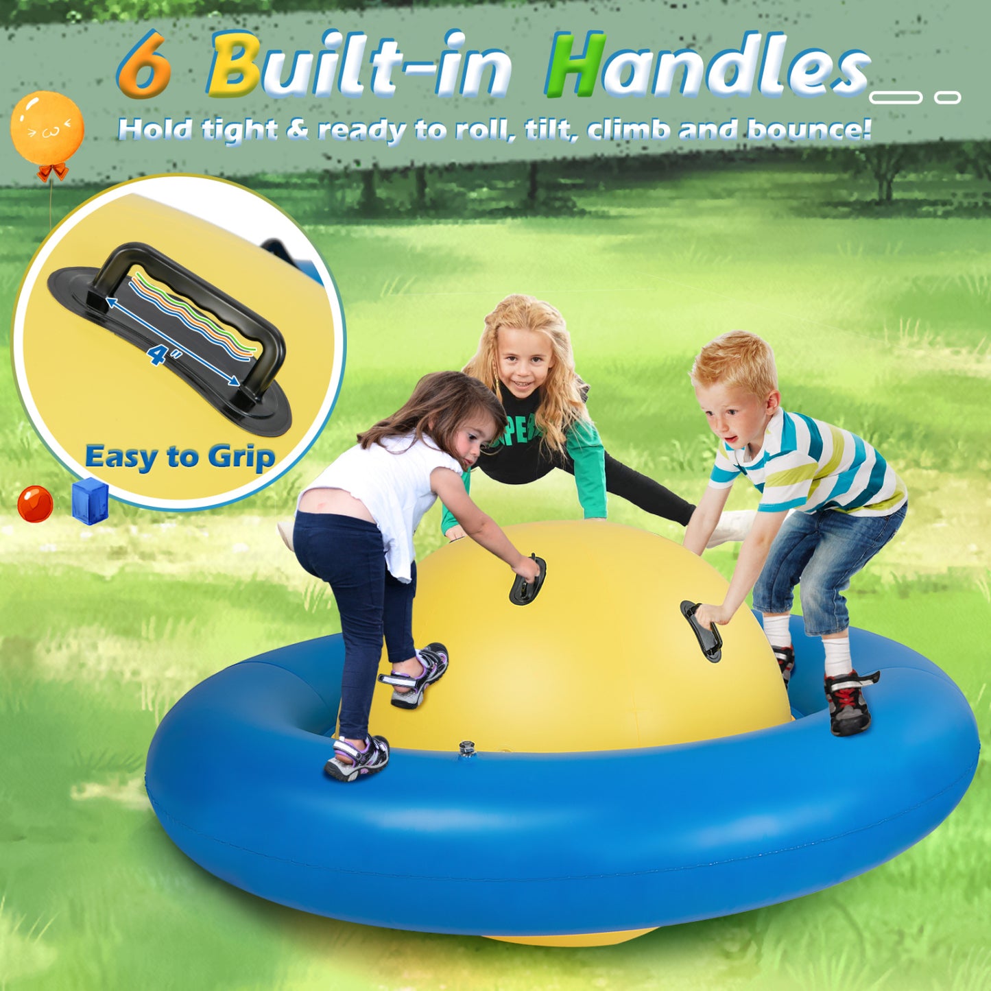 7.5 Foot Inflatable Dome Rocker Bouncer, 6 Handles, Blue Toy Sports at Gallery Canada