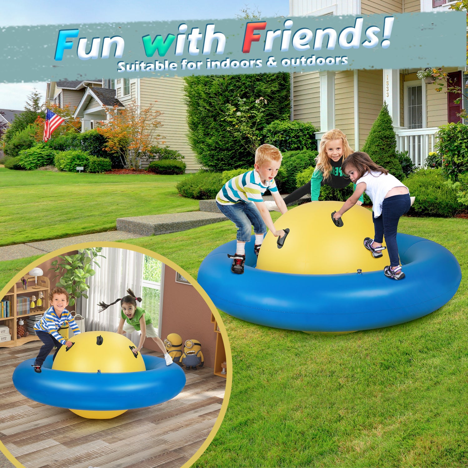 7.5 Foot Inflatable Dome Rocker Bouncer, 6 Handles, Blue Toy Sports at Gallery Canada
