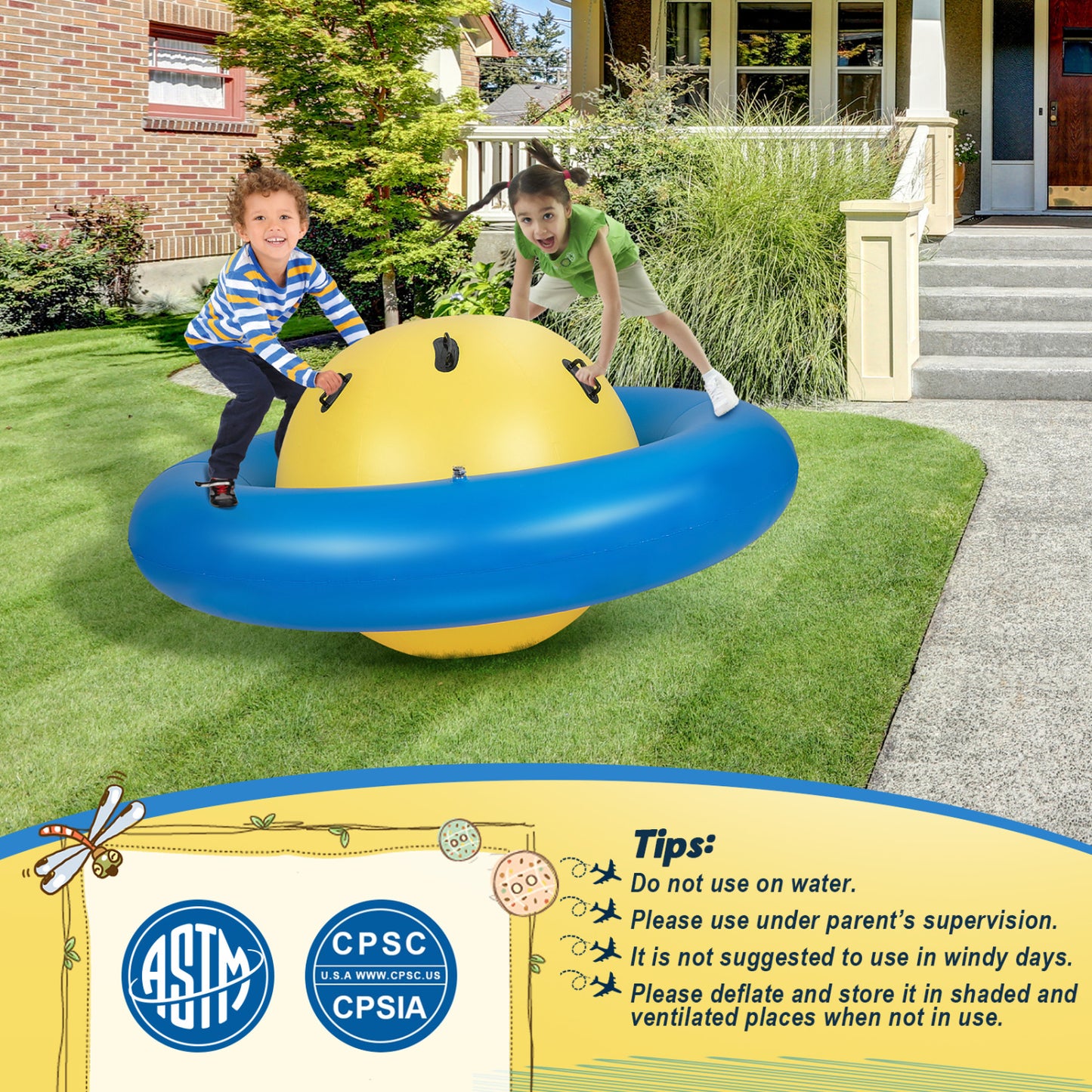 7.5 Foot Inflatable Dome Rocker Bouncer, 6 Handles, Blue Toy Sports at Gallery Canada