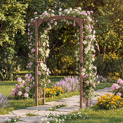7.5 Ft Wooden Garden Arch, Rustic Trellis For Climbing Plants, Brown Outdoor Decor at Gallery Canada
