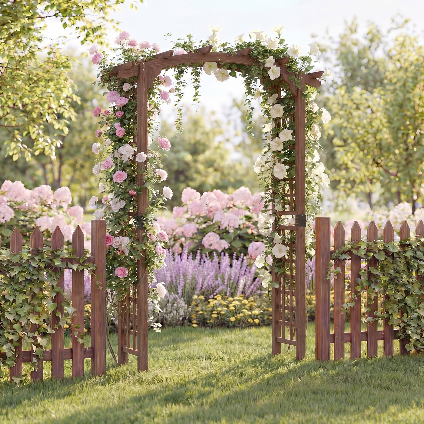 7.5 Ft Wooden Garden Arch, Rustic Trellis For Climbing Plants, Brown Outdoor Decor at Gallery Canada
