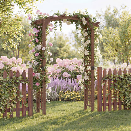 7.5 Ft Wooden Garden Arch, Rustic Trellis For Climbing Plants, Brown Outdoor Decor at Gallery Canada