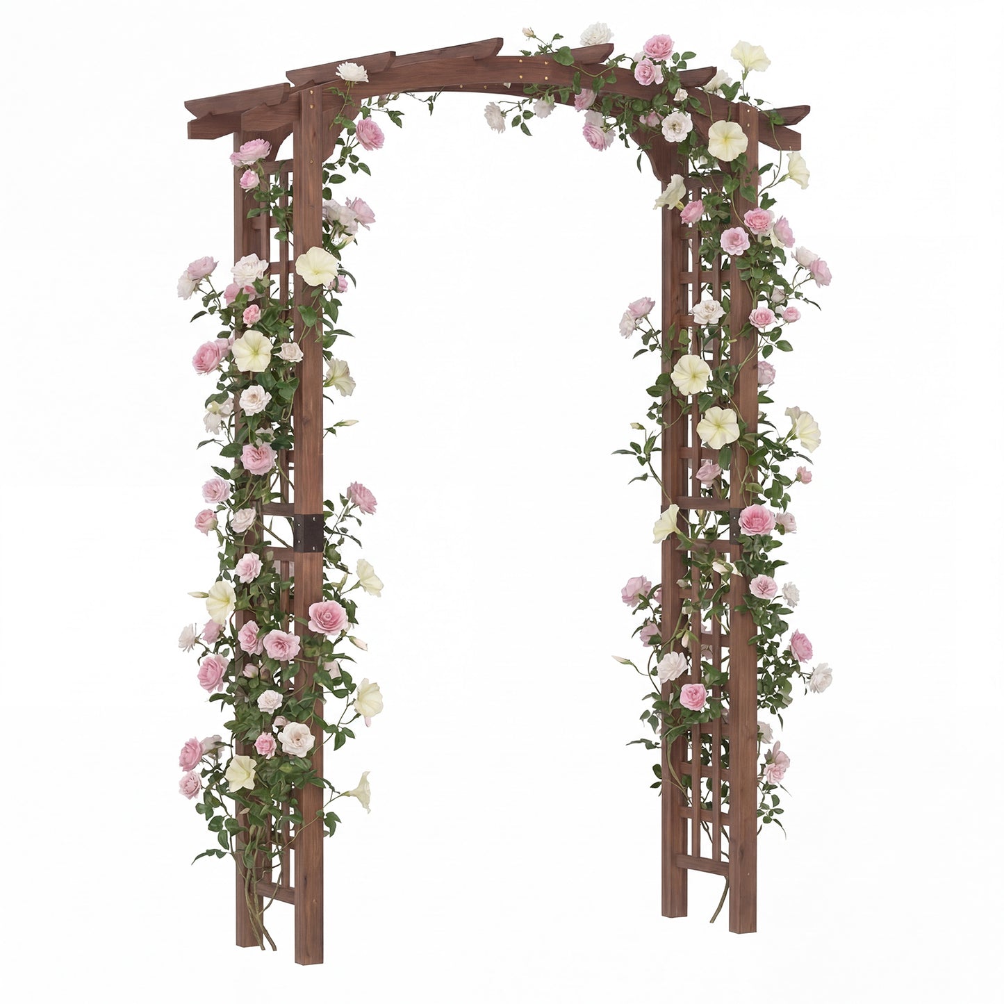 7.5 Ft Wooden Garden Arch, Rustic Trellis For Climbing Plants, Brown Outdoor Decor Rustic Brown at Gallery Canada
