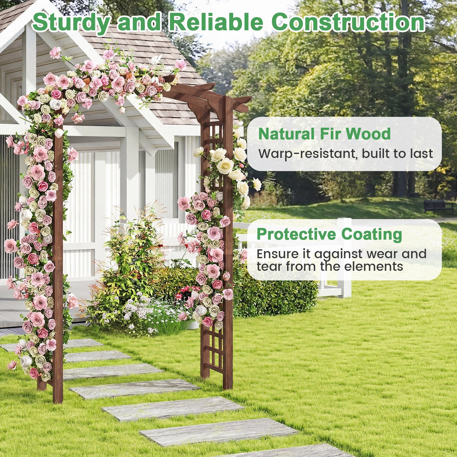 7.5 Ft Wooden Garden Arch, Rustic Trellis For Climbing Plants, Brown Outdoor Decor at Gallery Canada