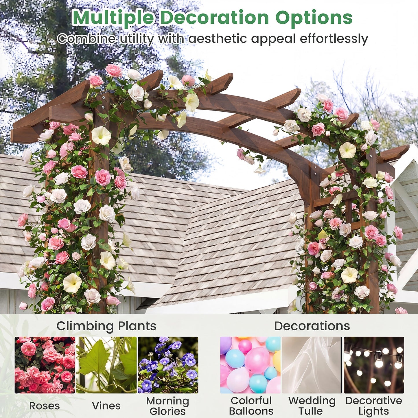 7.5 Ft Wooden Garden Arch, Rustic Trellis For Climbing Plants, Brown Outdoor Decor at Gallery Canada