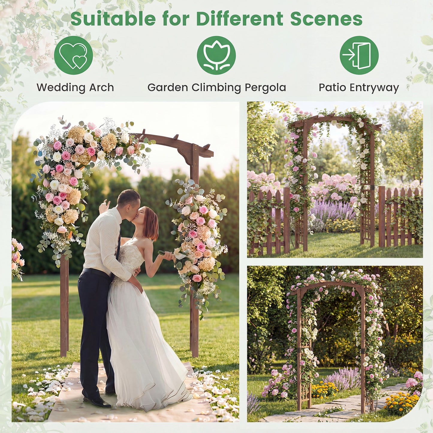 7.5 Ft Wooden Garden Arch, Rustic Trellis For Climbing Plants, Brown Outdoor Decor at Gallery Canada
