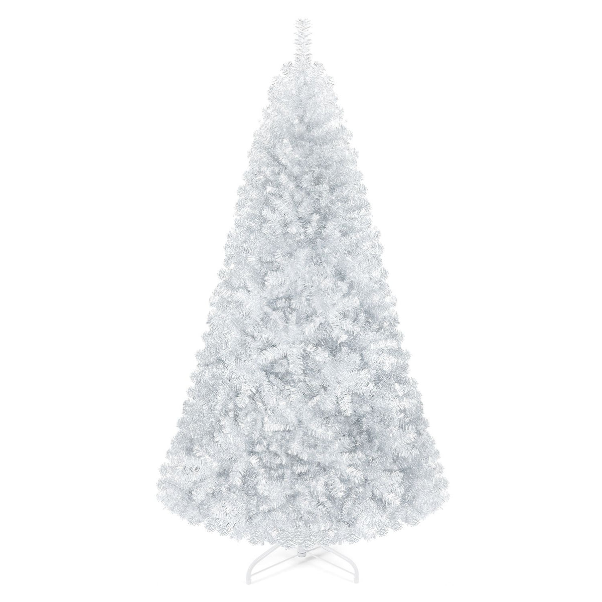 Sapin de Noël en lamé métallisé non éclairé à charnières de 7,5 pi, argent